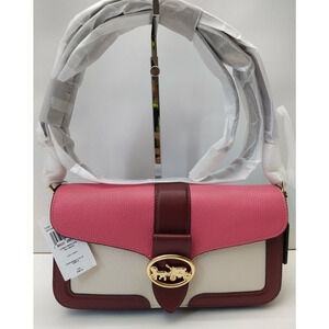 Coach Georgie Crossbody Bag In Colorblock Chalk Confetti Pink Leather - NWT $398